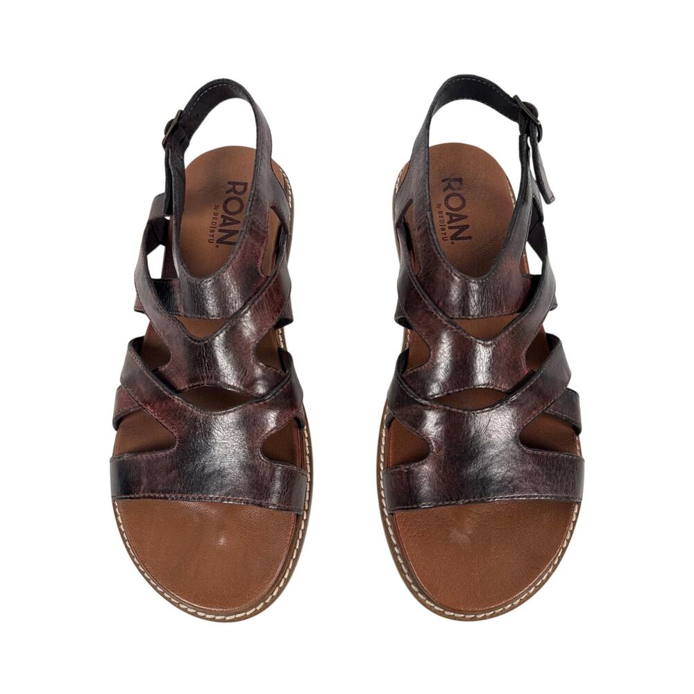 ROAN by Bed‎ Stu Centrist Sandals Womens 10 Rust Leather Wedge Gladiator Strappy